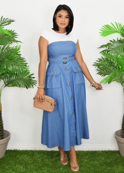 LITTLE MISS PERFECT DENIM MIDI DRESS GRAND BAZAAR