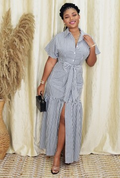 ALL STRIPED UP SHIRT MAXI DRESS GRAND BAZAAR