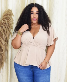 CHIC CHARM TWIST FRONT BLOUSE PLUS