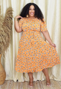 LOVELY DAY FLORAL MIDI DRESS PLUS GRAND BAZAAR