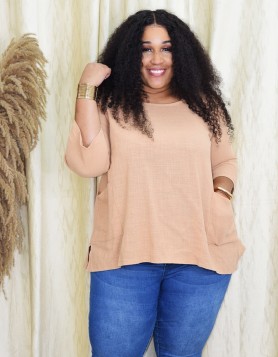 JUST ANOTHER DAY LINEN TOP PLUS