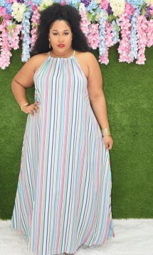 CANDY STRIPES MAXI DRESS PLUS GRAND BAZAAR