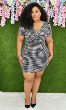 NOT SO POLITE HOUNDSTOOTH DRESS PLUS