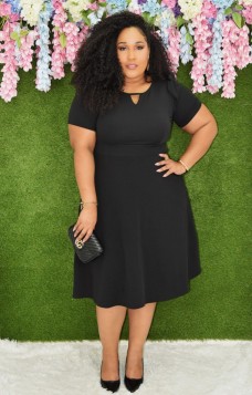 OFFICE READY FLARED MIDI DRESS PLUS