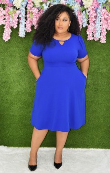 OFFICE READY FLARED MIDI DRESS PLUS GRAND BAZAAR