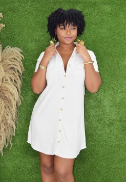 HEIDI BUTTON DOWN LINEN MINI DRESS GRAND BAZAAR