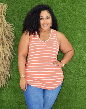 CASUAL CHARM STRIPE TOP PLUS
