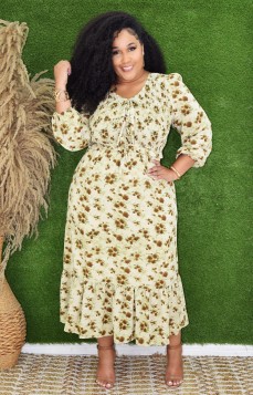MAGNOLIA TIE FRONT MIDI DRESS PLUS GRAND BAZAAR