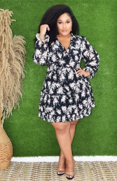 SIMPLE AND SWEET FLORAL OPEN BACK DRESS PLUS