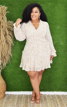 SIMPLE AND SWEET FLORAL OPEN BACK DRESS PLUS