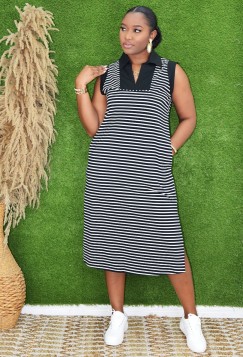 WEEKEND ROUTINE STRIPE MIDI DRESS GRAND BAZAAR