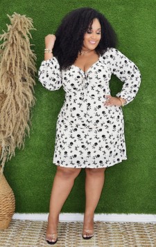 SWEET SCARLET LONG SLEEVE DRESS PLUS GRAND BAZAAR
