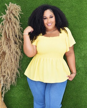 SUNDAZE FLUTTER SLEEVE BLOUSE PLUS