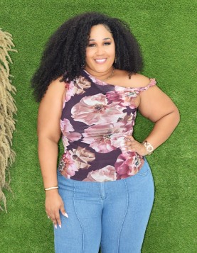 DIVINE FLORAL MESH TOP PLUS