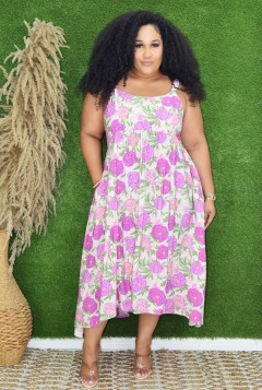 TEA TIME FLORAL MIDI DRESS PLUS