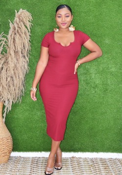 ESSENTIAL RIBBED BODYCON MIDI DRESS GRAND BAZAAR