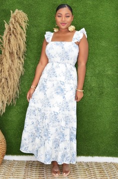 MALLORY FLORAL LAYERED MIDI DRESS GRAND BAZAAR