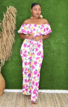JULIA OFF SHOULDER FLORAL JUMPSUIT
