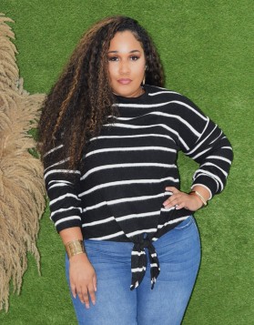 AUTUMN STRIPE LONG SLEEVE TOP PLUS GRAND BAZAAR