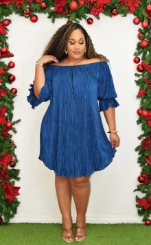 HOLLI HAVEN PLISSE OFF SHOULDER DRESS PLUS GRAND BAZAAR