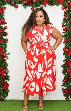 MERRY MODERN PRINT MIDI DRESS PLUS