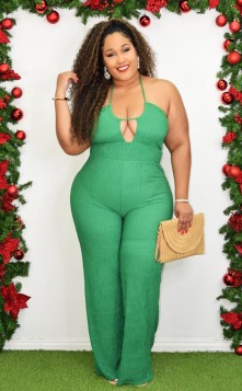 GLAMOUR GIRL HALTER JUMPSUIT PLUS