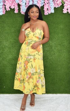 SUN & SIPS FLORAL MIDI DRESS