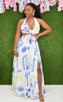 FESTIVAL OF COLOR CUT OUT MAXI DRESS