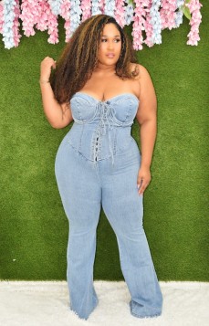 LITTLE MISS PERFECT DENIM JUMPSUIT PLUS
