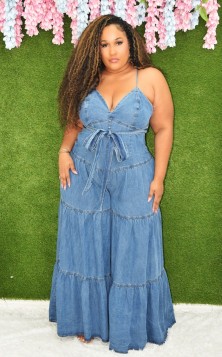 STAY IN YOUR LANE DENIM JUMPSUIT PLUS