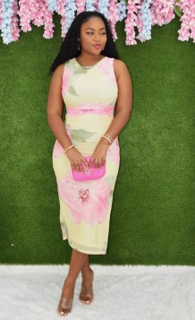 BLOOM IN TIME MESH MIDI DRESS GRAND BAZAAR