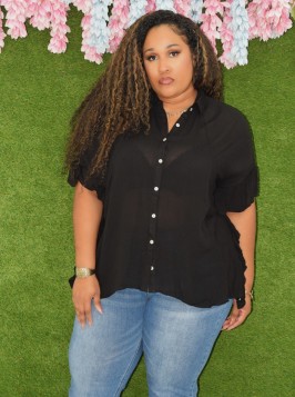 SOFT HORIZON BUTTON UP BLOUSE PLUS