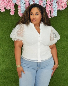 SWEET PEA POLKA DOT SHEER SHIRT PLUS