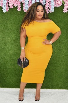 THE PURE FORM RIBBED MIDI DRESS PLUS