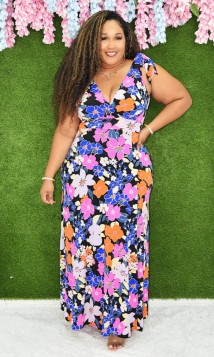 RADIANT GARDEN FLORAL MAXI DRESS PLUS