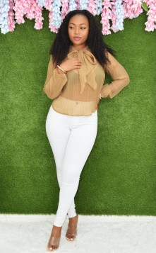 CORPORATE CASUAL TIE FRONT BLOUSE