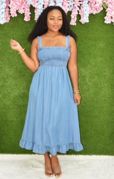 KYA DENIM MIDI DRESS