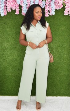 STREET STYLE BUTTON DOWN JUMPSUIT