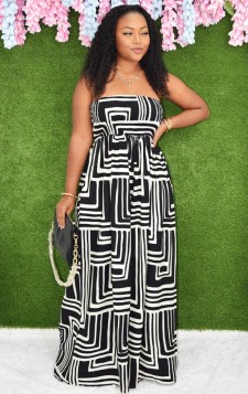 MODERN MAZE PRINT WIDE LEG JUMPSUIT