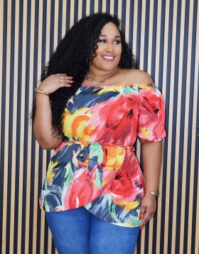 BRINGING THE HEAT OFF SHOULDER TOP PLUS GRAND BAZAAR