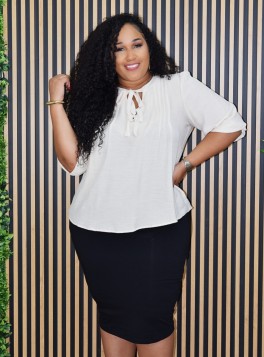 HANNAH TIE FRONT GAUZE BLOUSE PLUS