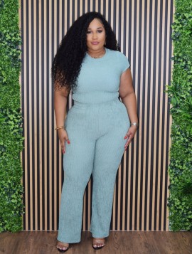 FLY WITH ME TEXTURED PANT SET PLUS