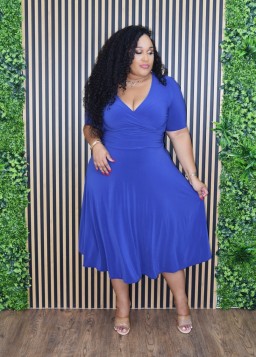 MIDNIGHT VIXEN WRAP MIDI DRESS PLUS