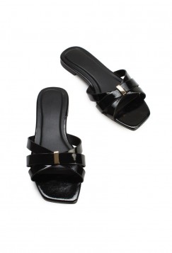 BELLA FLAT SANDALS - BLACK