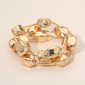 Metal Pebble Station Beaded Stretch Multi Layered Bracelets GB