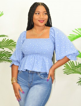 DOTTED BABYDOLL BLOUSE