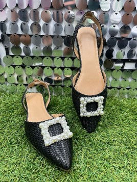 PRETTY PEARLS FLAT SLINGBACKS