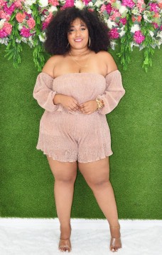 SHINE WITH ME OFF SHOULDER ROMPER PLUS