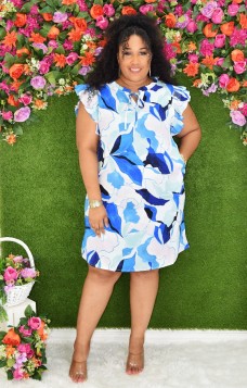 DAY OUT FLUTTER SLEEVE DRESS PLUS