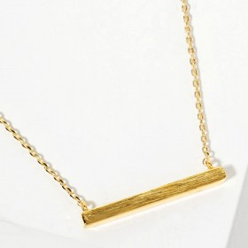 Gold Dipped Rectangle Bar Pendant Necklace